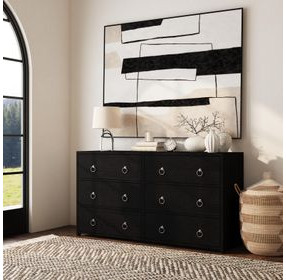 Lark Black 60" Rectangular 6 Drawer Dresser