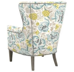 Avery Cream Upholstered Wing Chair with Nailhead Trim