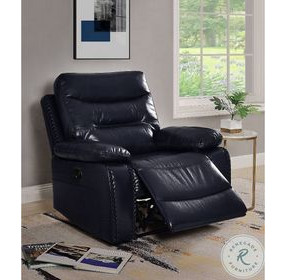 Aashi Navy Leather Recliner