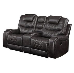 Braylon Magnetite 78" Reclining Loveseat with Console and Nailhead Trim