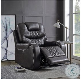 Braylon Magnetite Synthetic Leather Power Recliner