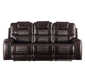 Braylon Brown Reclining Living Room Set with Nailhead Trim
