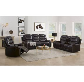 Braylon Brown 90" Reclining Sofa with Nailhead Trim