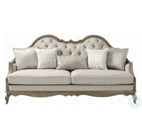 Chelmsford Beige Fabric and Antique Taupe Living Room Set with 5 Pillows