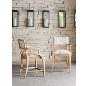 Los Altos Sutherland Beige Upholstered Counter Height Stool with Nailhead Trim