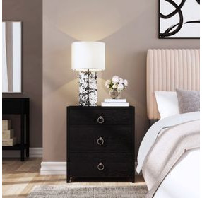 Lark Black 25" 3 Drawer Nightstand