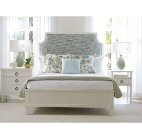 Ocean Breeze Belle Isle Carribean Sands and Blue King Upholstered Panel Bed