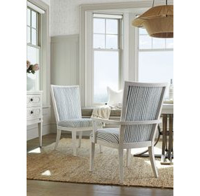 Ocean Breeze Sea Winds Blue and White Upholstered Side Chair