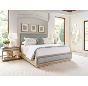 Sunset Key Grayson Sand Drift and Blue Queen Upholstered Panel Bed