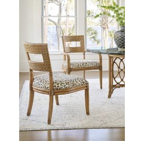 Key Biscayne Delano Brown and White Upholstered Side Chair