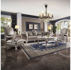 Dresden Gray 113" Sofa with Nailhead Trim