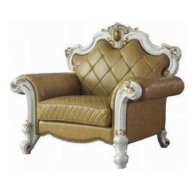 Picardy Butterscotch Upholstered Accent Chair with Pillow and Nailhead Trim