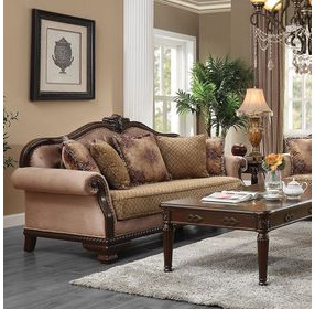 Chateau De Ville Beige 89" Sofa with Pillows and Nailhead Trim