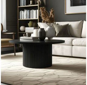 Reba Black Round Cocktail Table