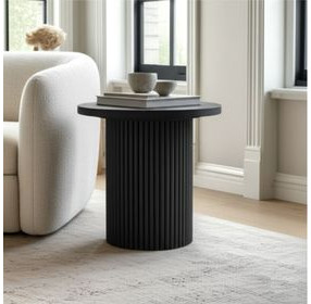 Reba Black Round End Table
