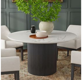 Reba Black Quartz Top Round Dining Table