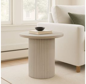 Reba Natural White Wash Round End Table
