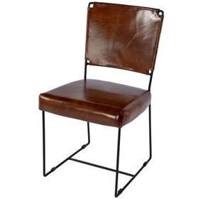 Nevin Brown Leather 19" Dining Side Chair