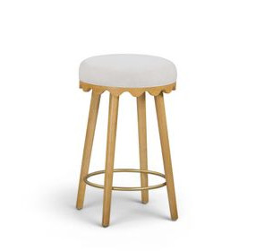 Oodle Cream Performance Vegan Mohair Upholstered Counter Height Stool