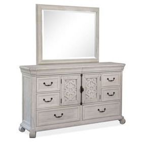 Bronwyn Alabaster 8 Drawer Dresser with Rectangular Mirror