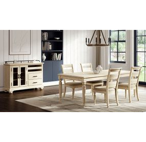 Clover Ridge Whitewash Extendable Dining Room Set