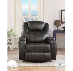 Waterlily Black Synthetic Leather Rocker Swivel Recliner