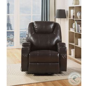 Waterlily Brown Synthetic Leather Rocker Swivel Recliner