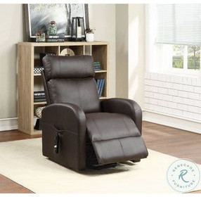 Ricardo Brown Synthetic Leather Power Recliner with Lift