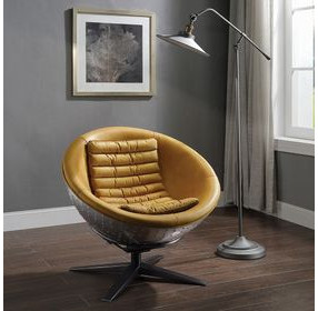 Brancaster Turmeric Leather Upholstered Accent Chair