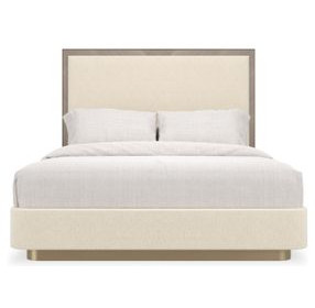 Anthology Beige and Dry Martini Queen Upholstered Panel Bed