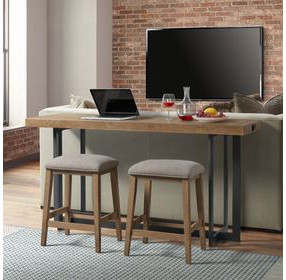 Eden Dune and Black 72" Rectangular Bar Table with USB Charging