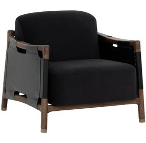 Caldwell Abbington Black and Onyx Leather Upholstered Lounge Chair