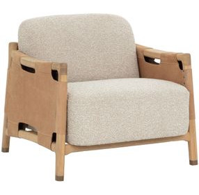 Caldwell Santa Cruz Oatmeal and Nubuck Tan Leather Upholstered Lounge Chair