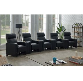 Toohey Black 5 Piece Push Back Recliner with 4 Console