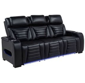 Zuma Black 85" Power Reclining Sofa with LED Light and USB Charging
