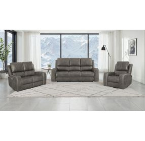 Brickston Charcoal 86" Power Reclining Sofa with LED Light and USB Charging