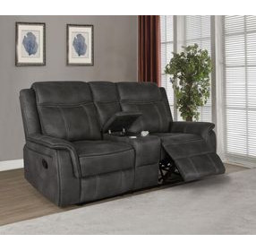 Lawrence Charcoal Reclining Console Loveseat