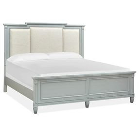 Glenbrook Pebble and Beige California King Upholstered Panel Bed