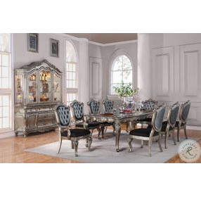 Chantelle Silver Gray Silk-Like Fabric and Antique Platinum Side Chair Set of 2