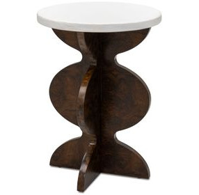 Paloma Black Walnut Burl and White Plaster Round Accent Table