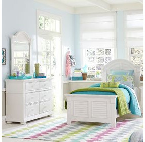 Sun Haven Oyster White 6 Drawer Dresser with Mirror