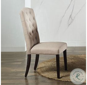 Gerardo Beige Linen Side Chair Set of 2