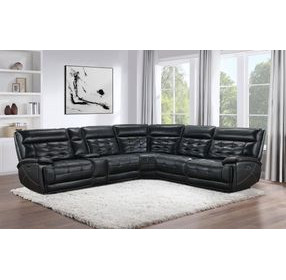 Hewitt Black Top Grain Leather 3 Piece Power Reclining Sectional