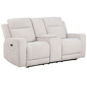 Kennett Ivory 70" Power Reclining Loveseat with USB Charging