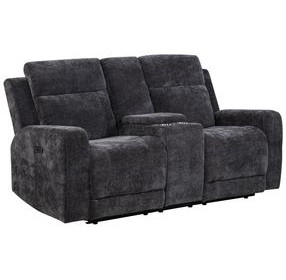 Kennett Dark Gray 70" Power Reclining Loveseat with USB Charging
