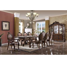 Versailles Cherry Upholstered Oval Back Arm Chair with Nailhead Trim Set of 2