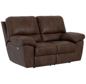 Stetson Walnut 65" Lay Flat Power Reclining Loveseat with USB Charging