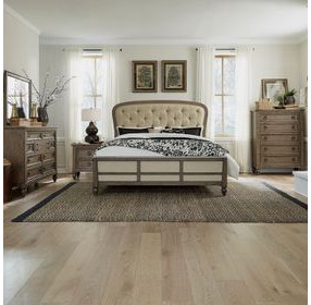 Americana Farmhouse Dusty Taupe and Black 9 Drawer Dresser with Mirror