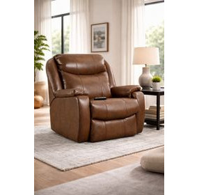 Hercules Amber Leather SoCozi Massage Big Man's Power Headrest Recliner