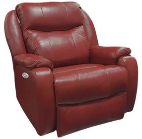 Hercules Crimson Leather Power Recliner with USB Charging